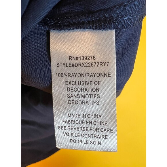 DR2 Ringer Blouse Top Womens 2X Plus Indigo Blue Short Sleeve Zip Crew Neck NWT - Picture 4 of 7